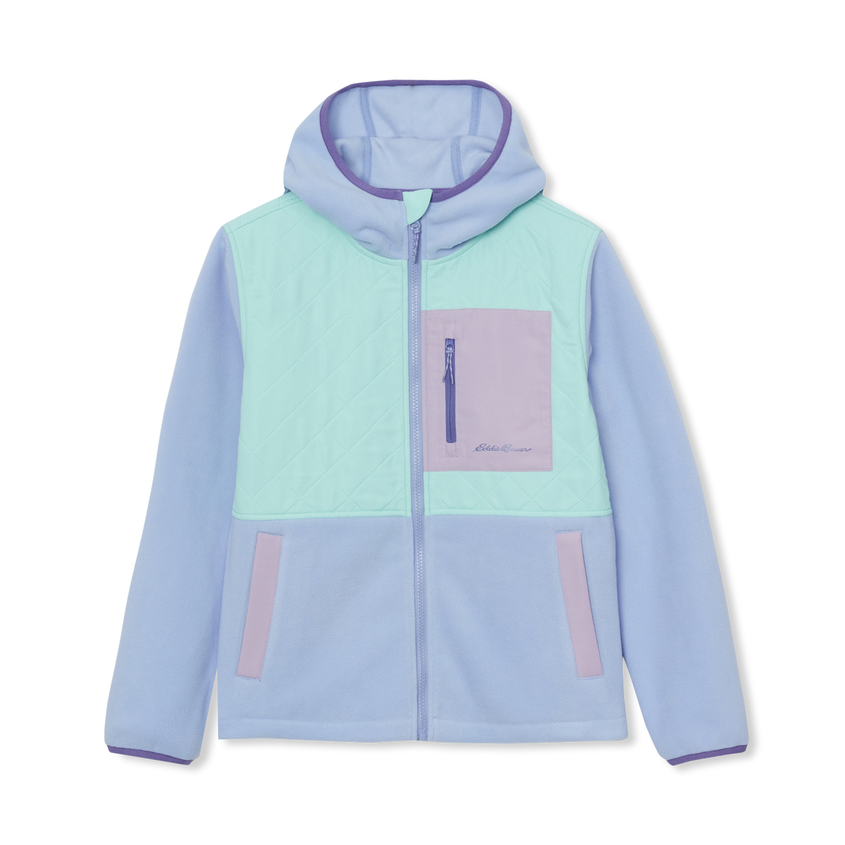 Kids' Mixed Media Fleece Jacket-Lavender
