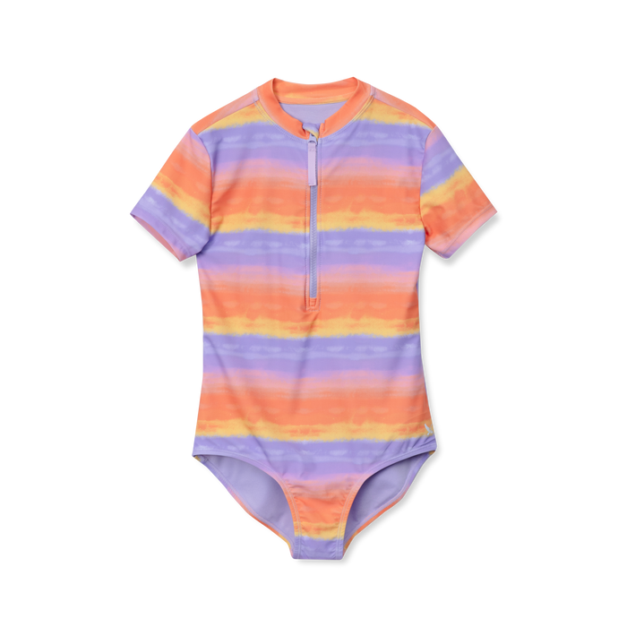 Girls Sea Spray SS One PC Zip Front Swimsuit