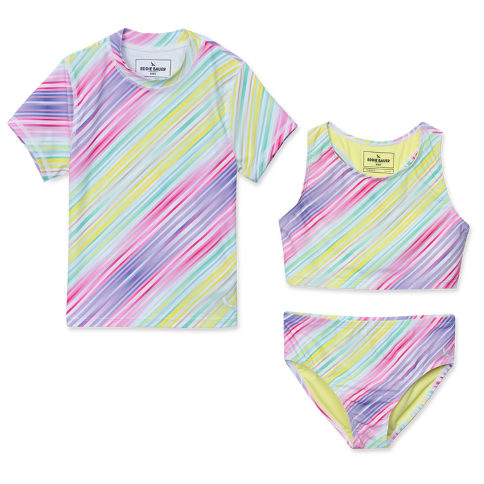 Girls Sea Spray 3 PC Short Sleeve Swim Set