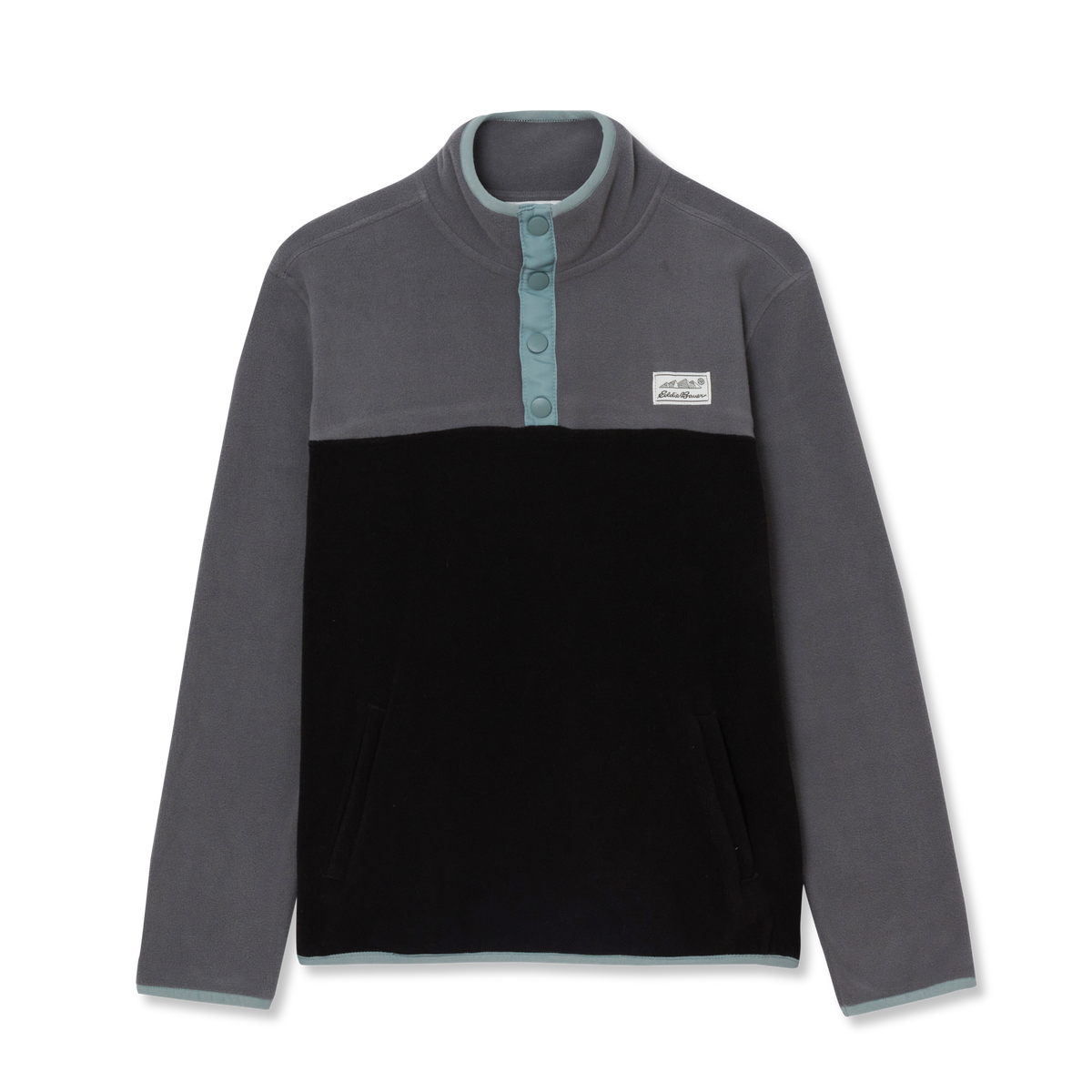 Boys' Quest Fleece Snap-Neck Pullover-Black Onyx-1
