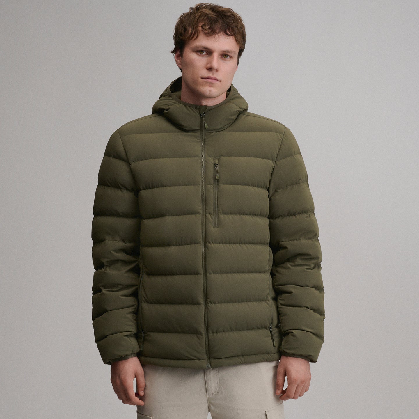 EB Stretch Down Hooded Jacket-Dark Fatigue-6