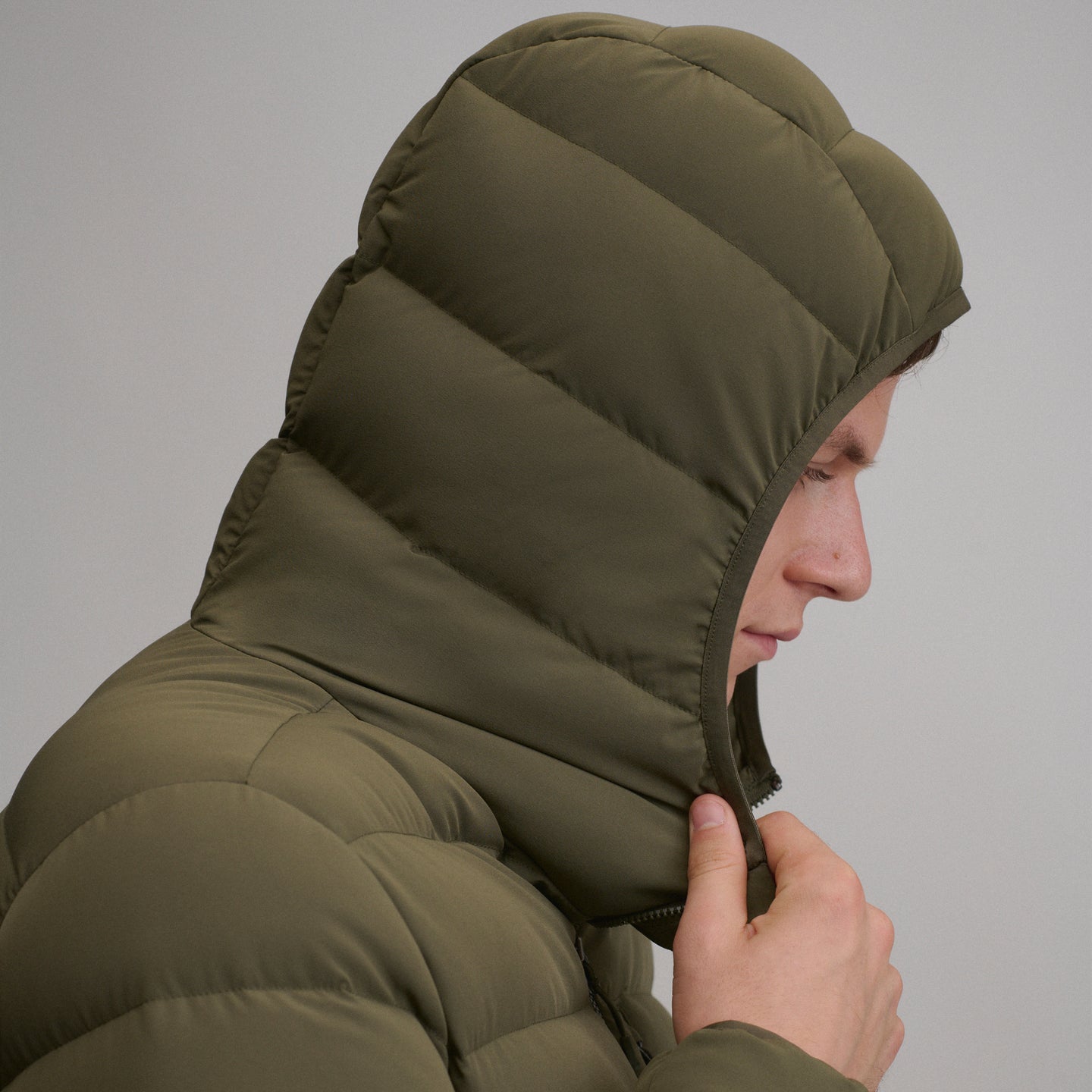 EB Stretch Down Hooded Jacket-Dark Fatigue-9