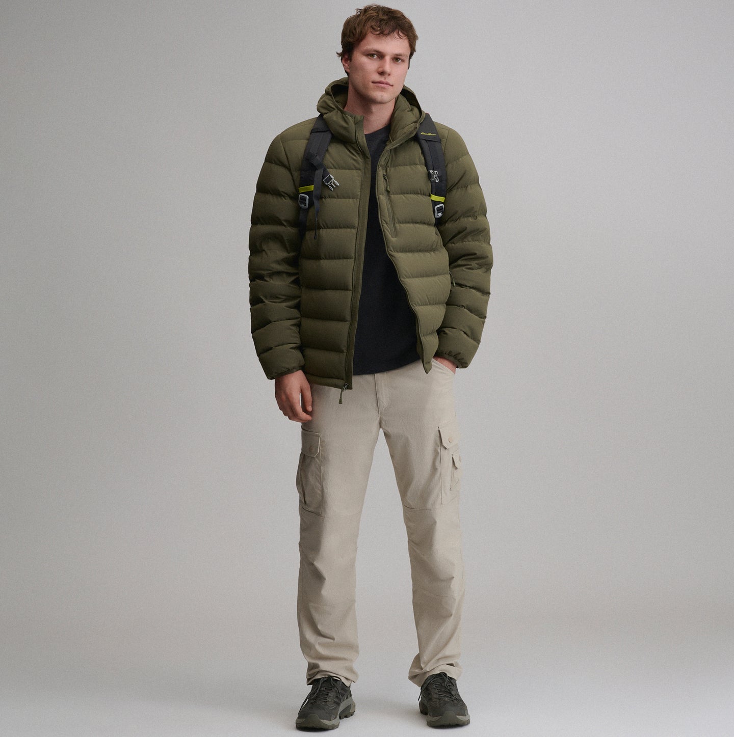 EB Stretch Down Hooded Jacket-Dark Fatigue-10