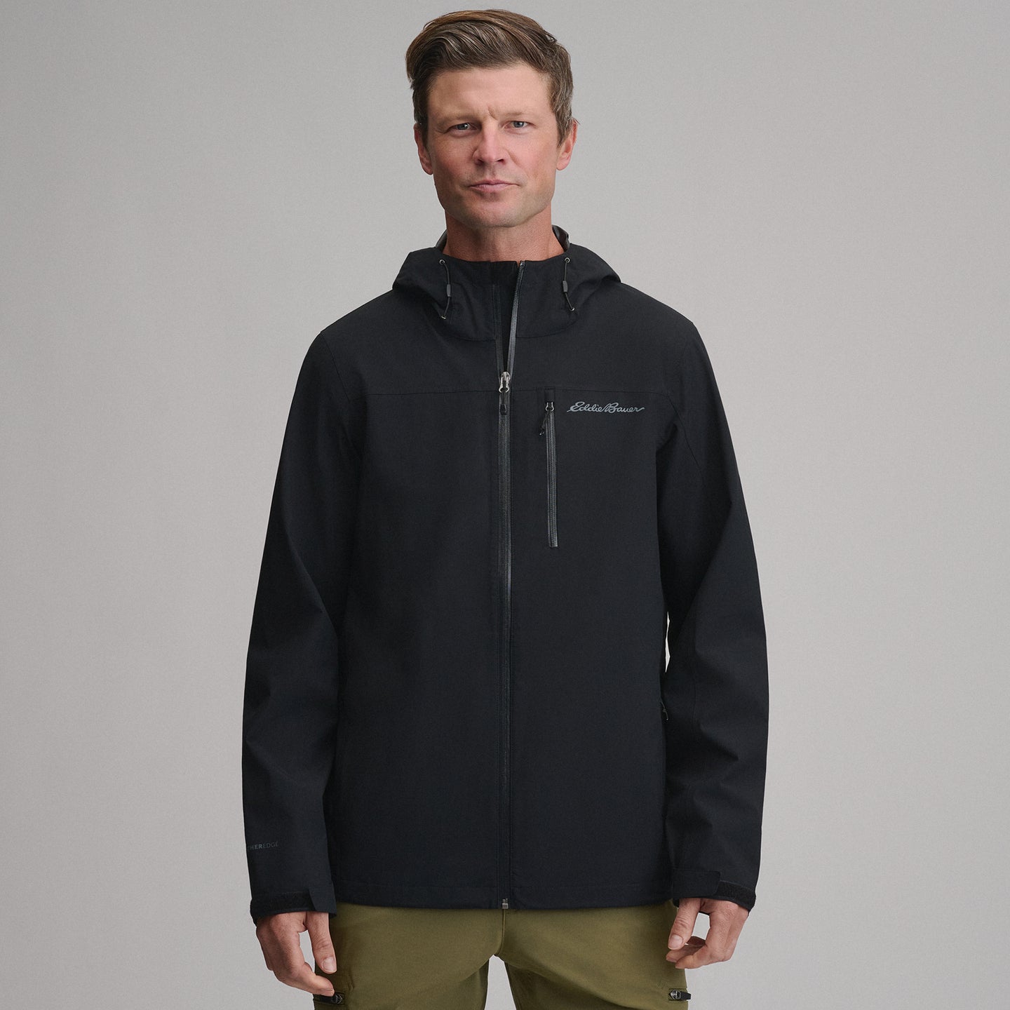 Men's Cloud Cap Waterproof Stretch Hooded Rain Jacket-Black-1
