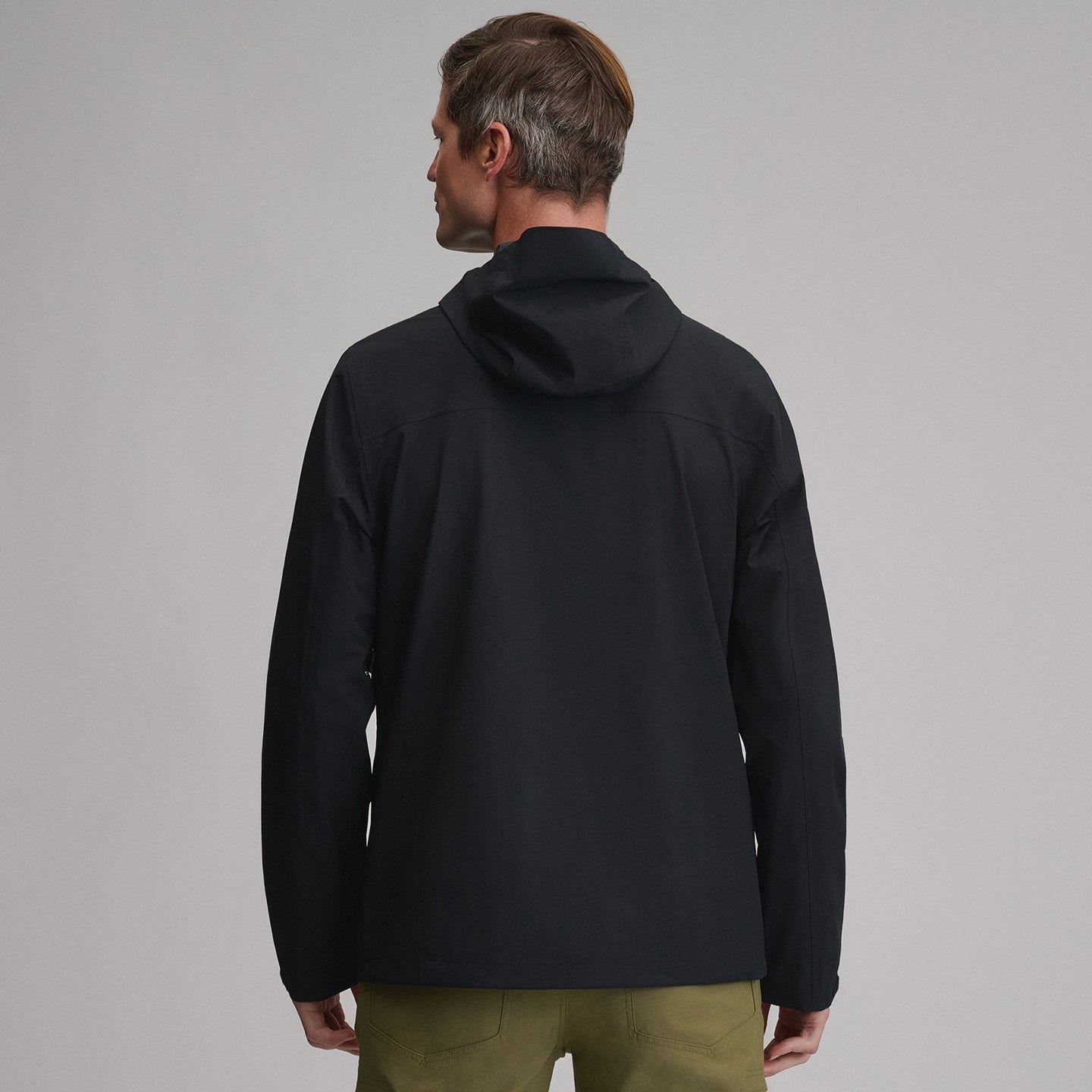 Men's Cloud Cap Waterproof Stretch Hooded Rain Jacket-Black-2