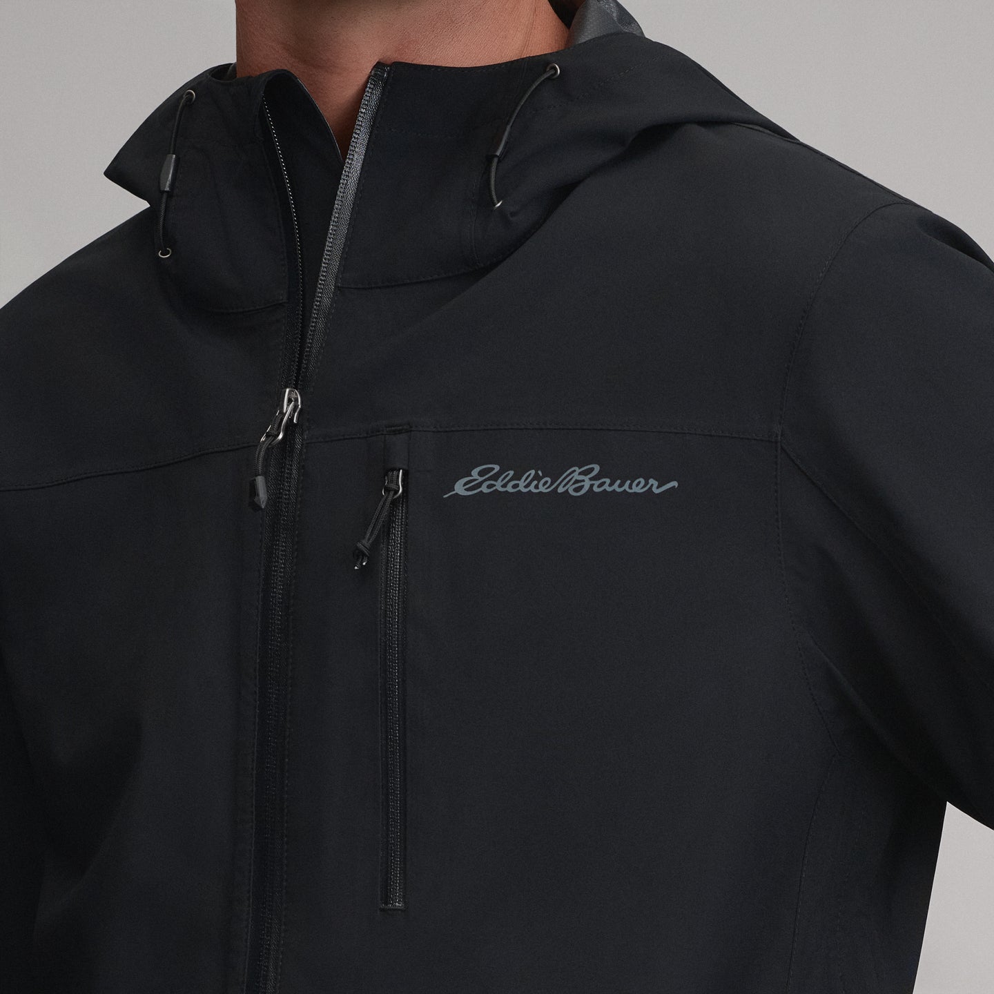 Men's Cloud Cap Waterproof Stretch Hooded Rain Jacket-Black-3