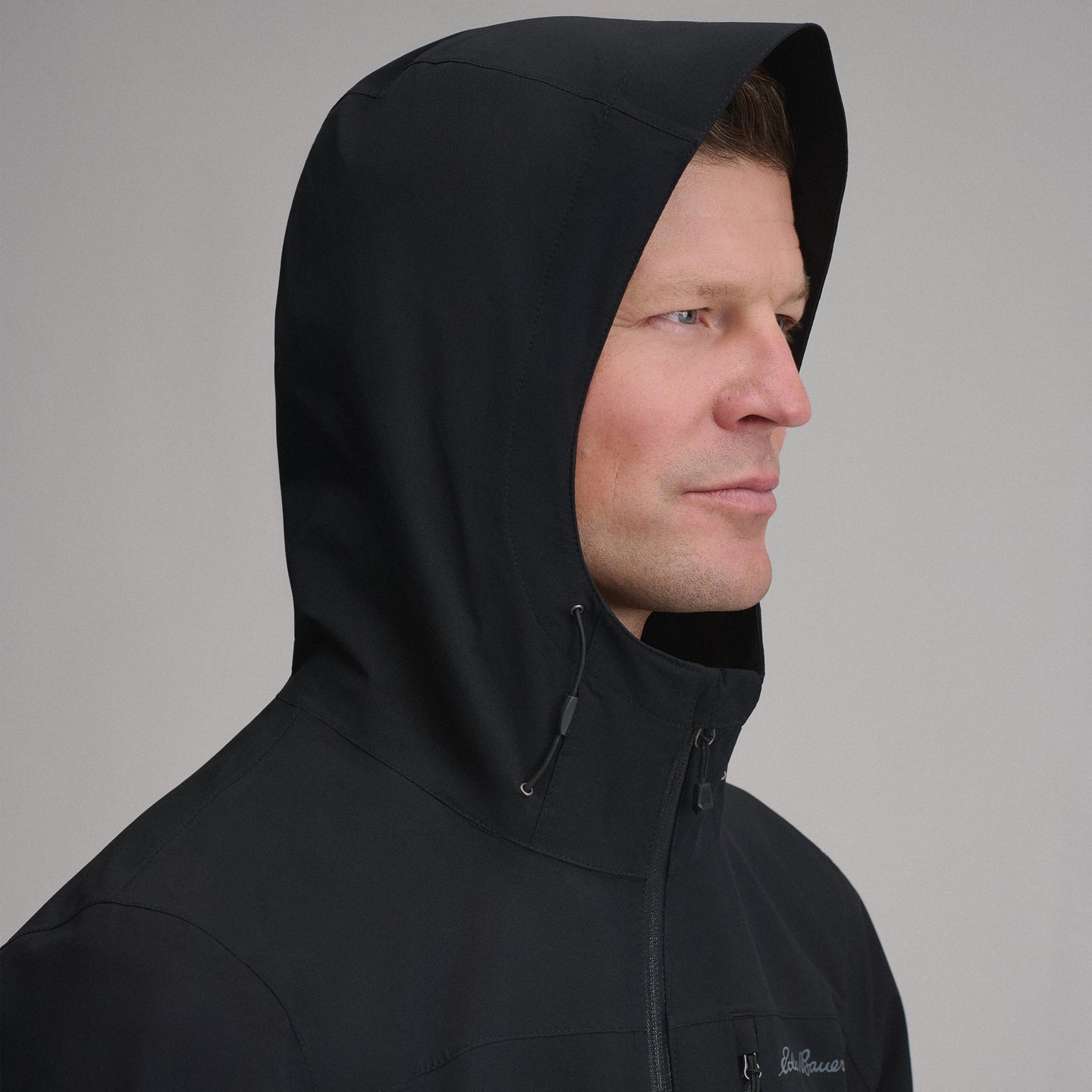 Men's Cloud Cap Waterproof Stretch Hooded Rain Jacket-Black-4