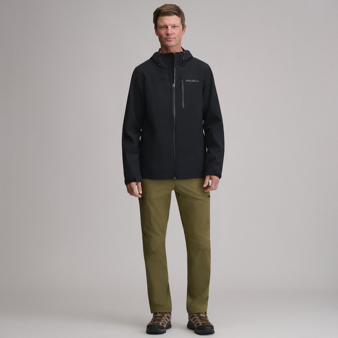 Men's Cloud Cap Waterproof Stretch Hooded Rain Jacket-Black-5