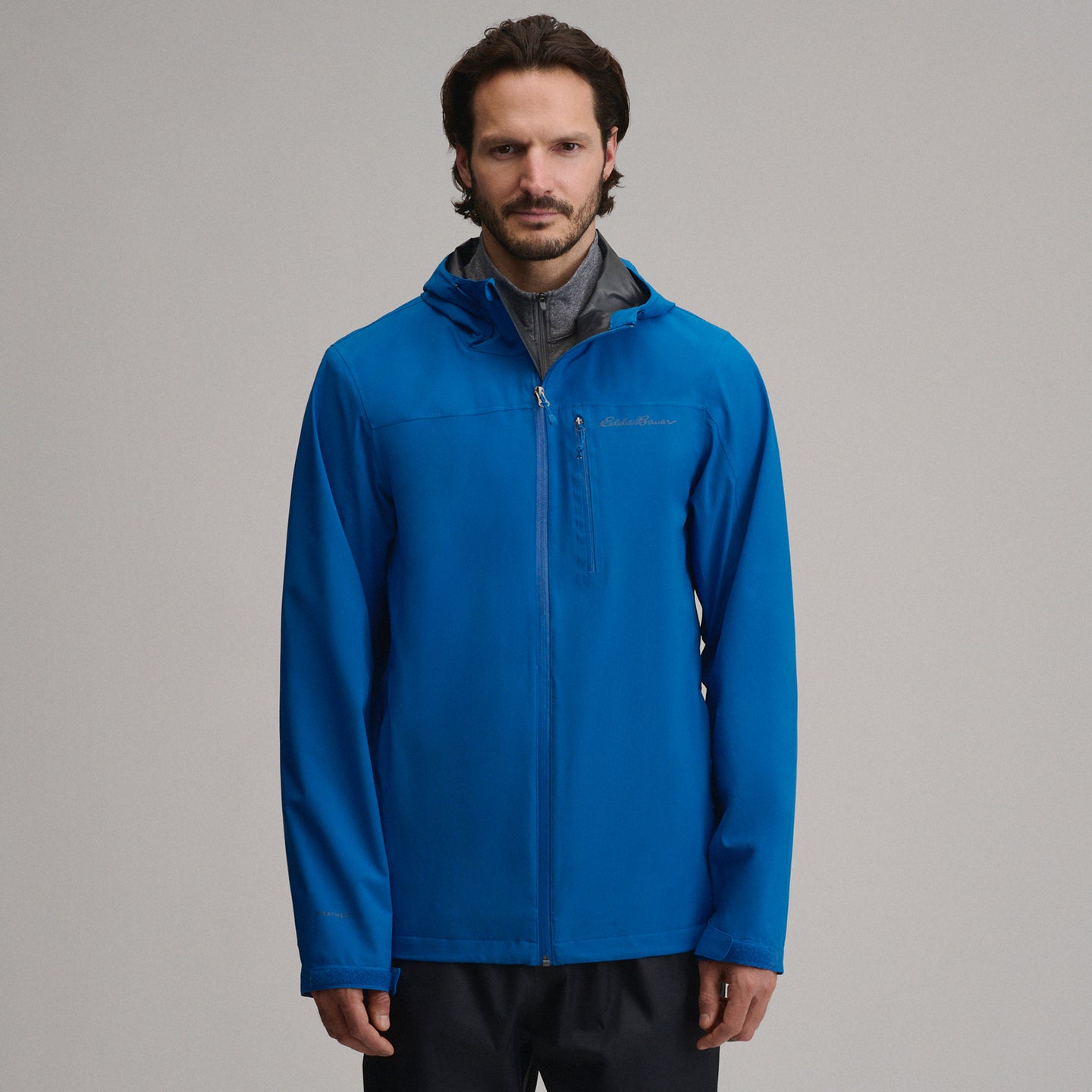 Men's Cloud Cap Waterproof Stretch Hooded Rain Jacket-Blue-1