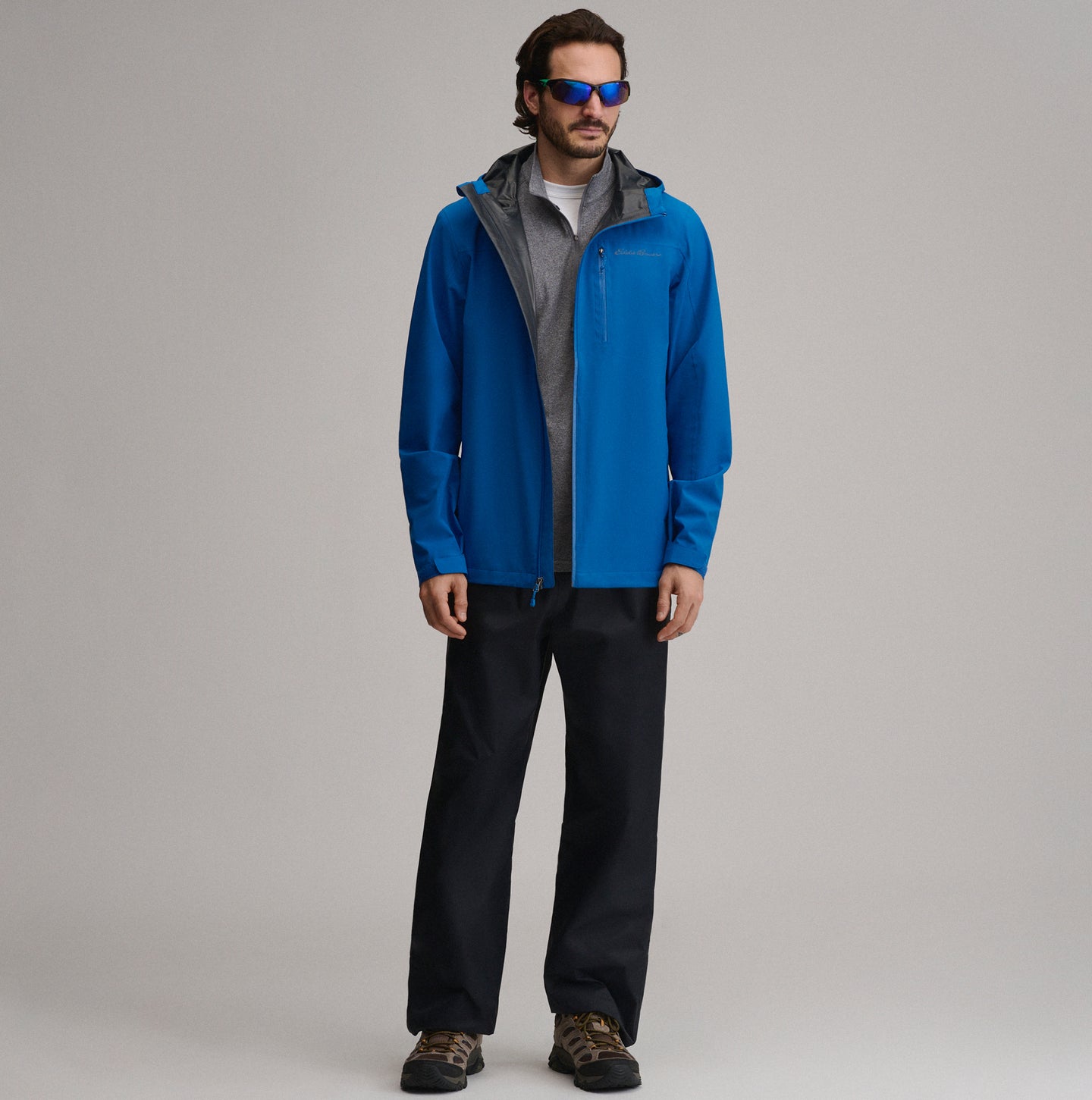 Men's Cloud Cap Waterproof Stretch Hooded Rain Jacket-Blue-4
