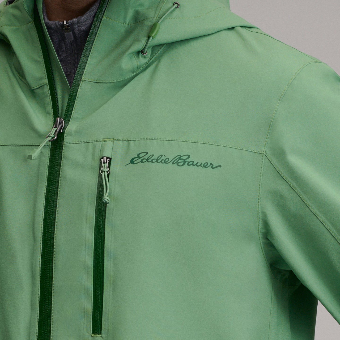 Men's Cloud Cap Waterproof Stretch Hooded Rain Jacket-Light Moss-15
