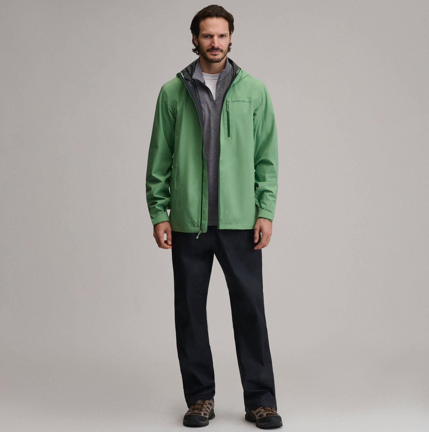 Men's Cloud Cap Waterproof Stretch Hooded Rain Jacket-Light Moss-16