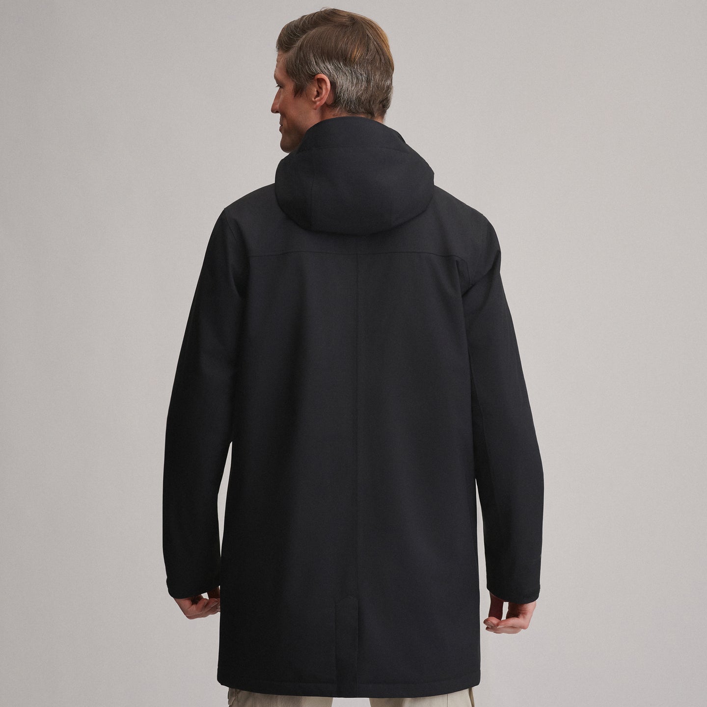 Men's Mainstay Insulated Waterproof Hooded Trench Coat-Black-2