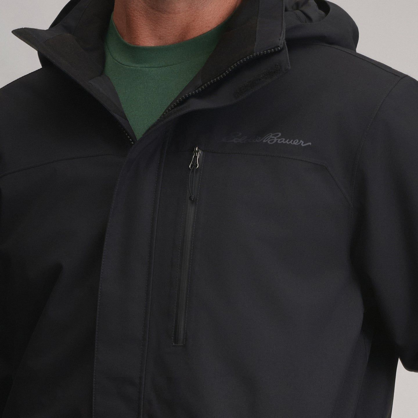 Men's Mainstay Insulated Waterproof Hooded Trench Coat-Black-5