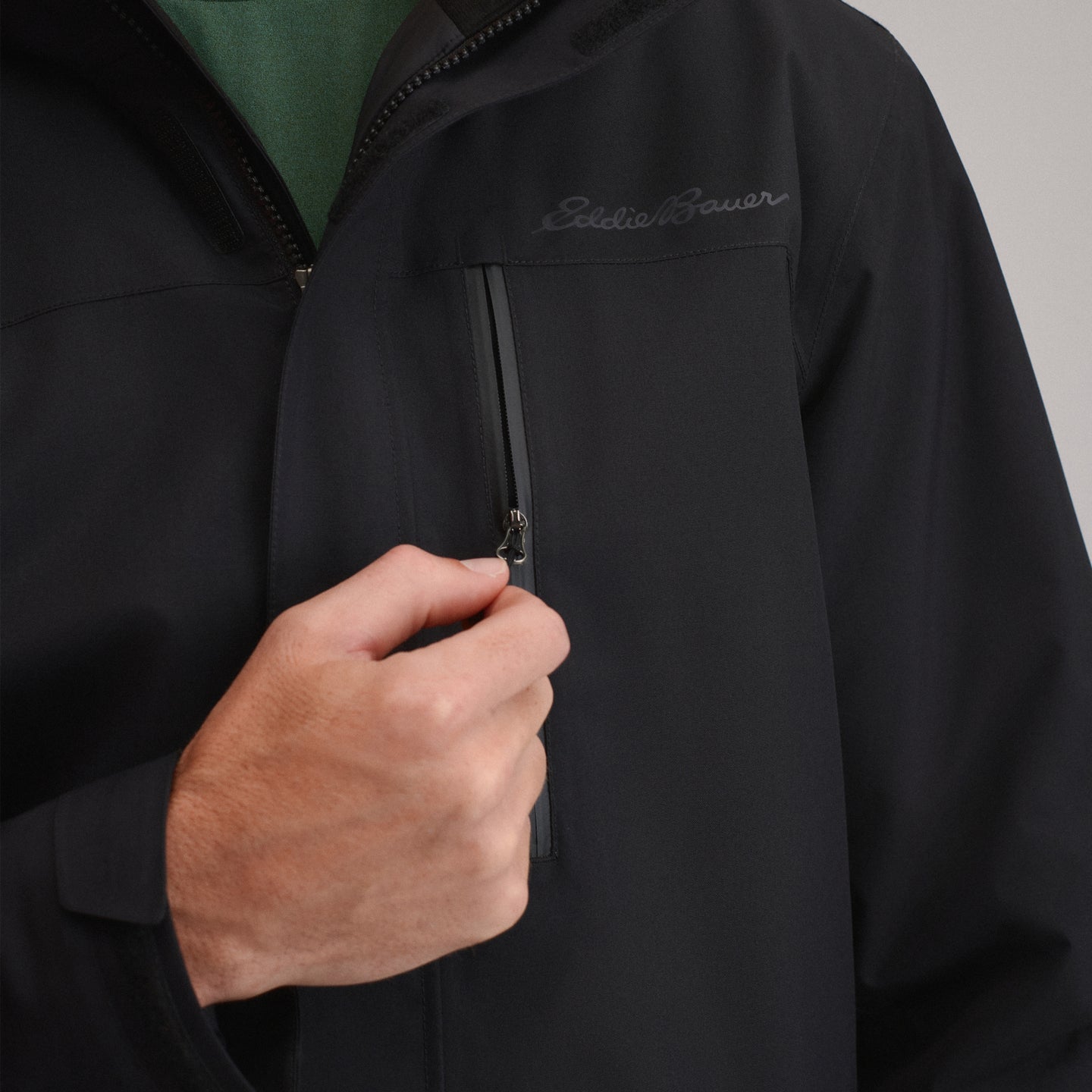 Men's Mainstay Insulated Waterproof Hooded Trench Coat-Black-3