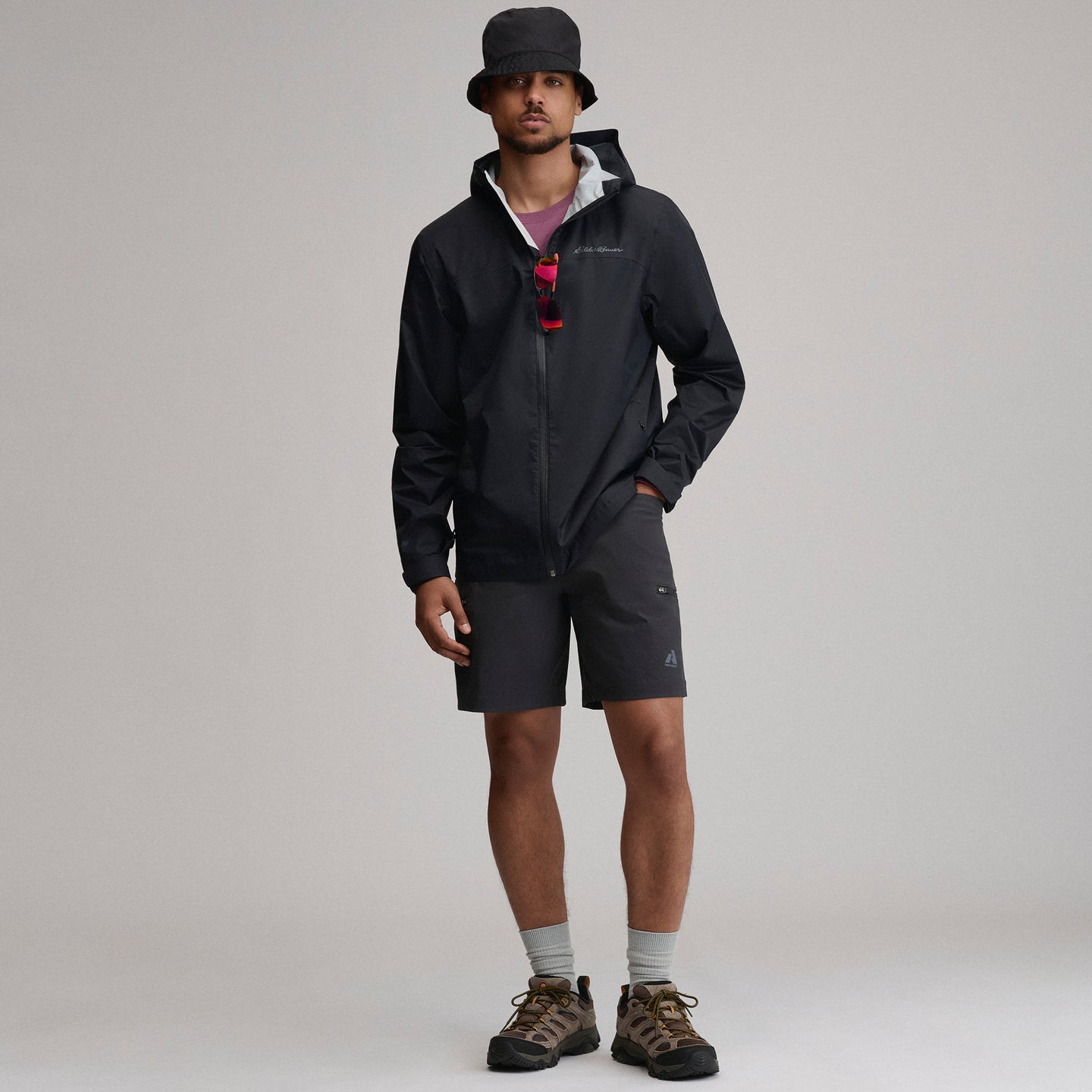 Men's RipPac® Pro Waterproof Hooded Rain Jacket-Black-18