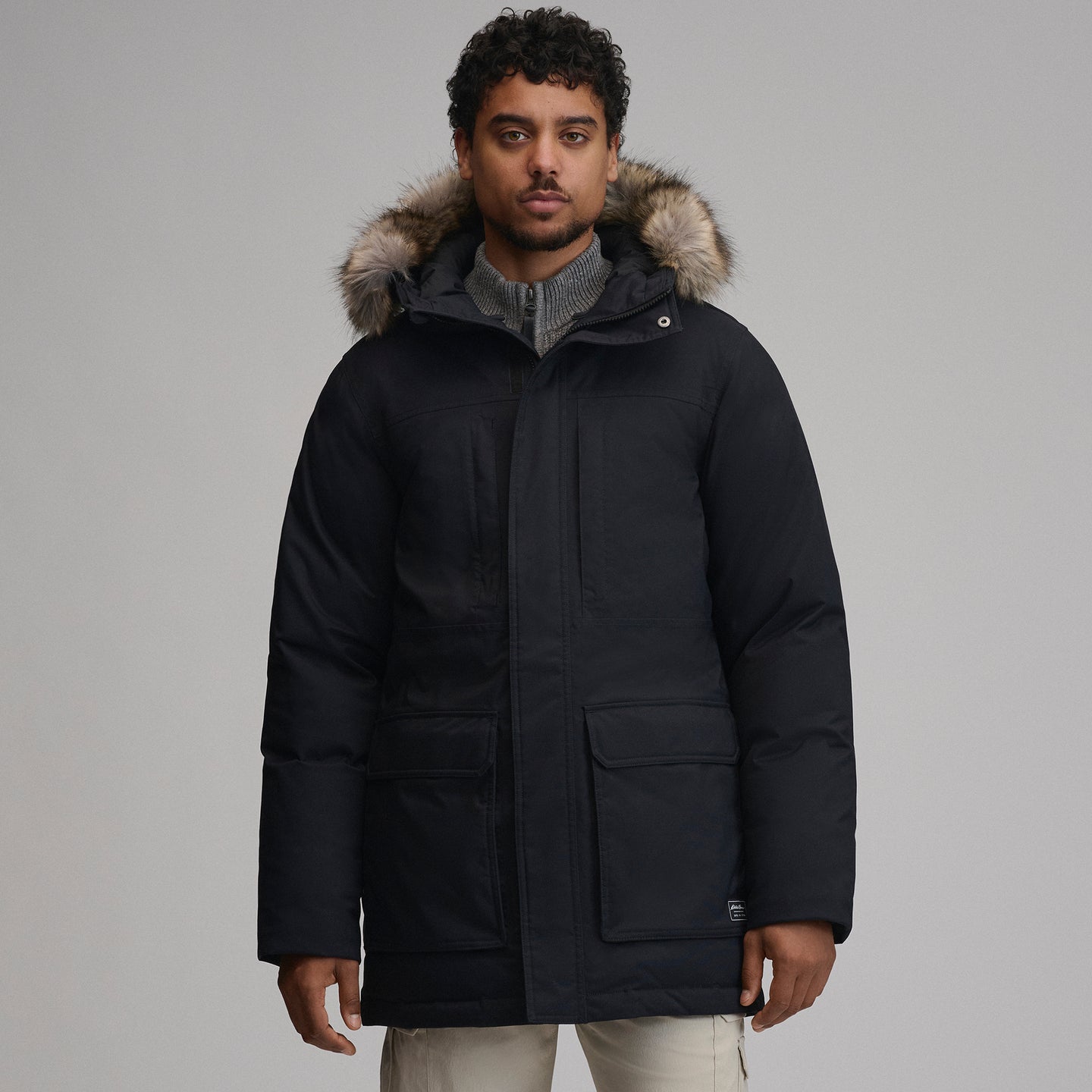 Men's Superior Down Waterproof Hooded Parka-Black-1