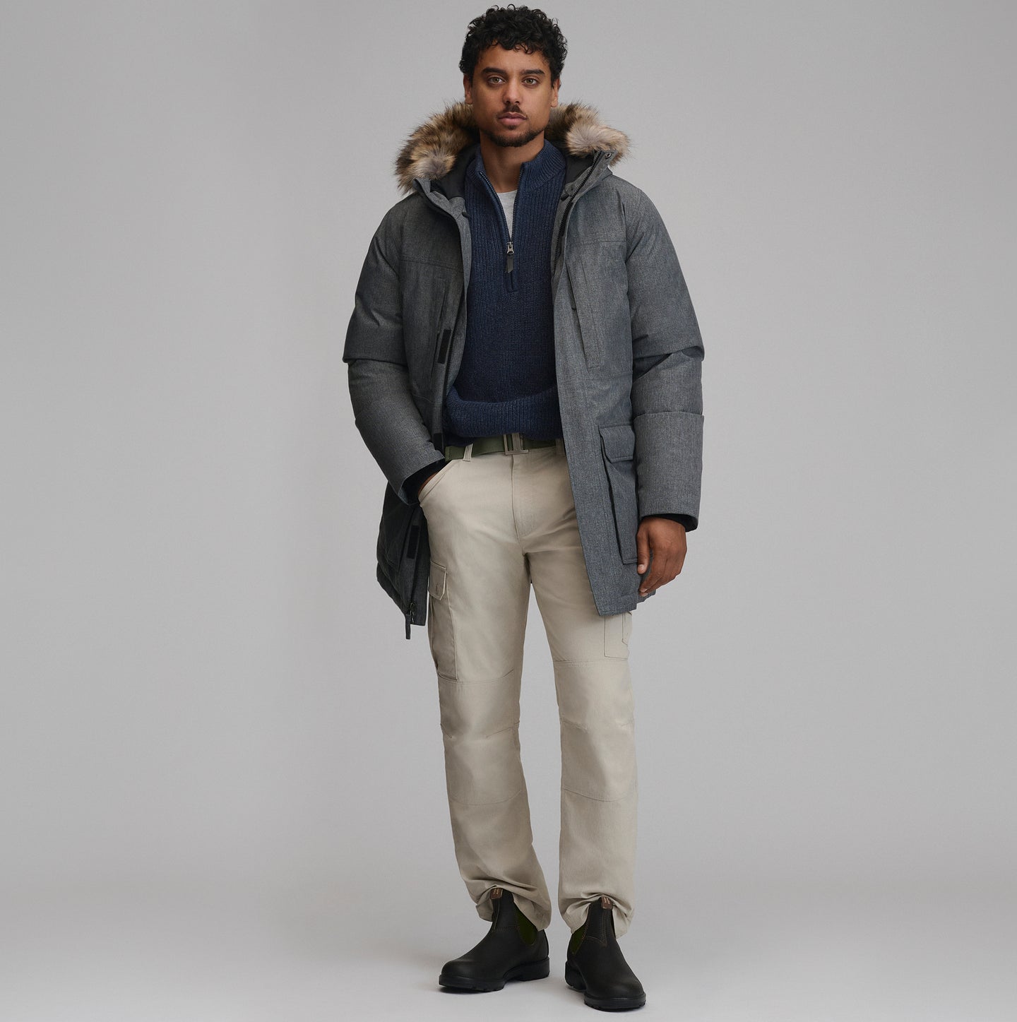 Men's Superior Down Waterproof Hooded Parka-Htr Gray-18