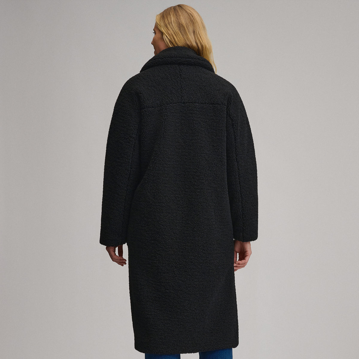 Women's Plush Trench Coat-Black-2