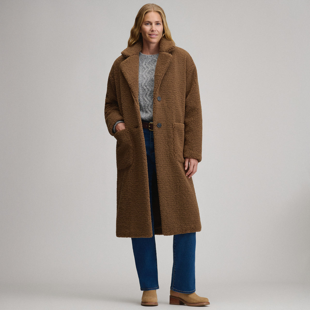 Women's Plush Trench Coat-Hazelnut-8