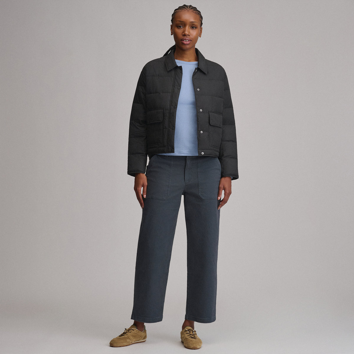 Women's Hi-Low Hem Jacket-Black-4