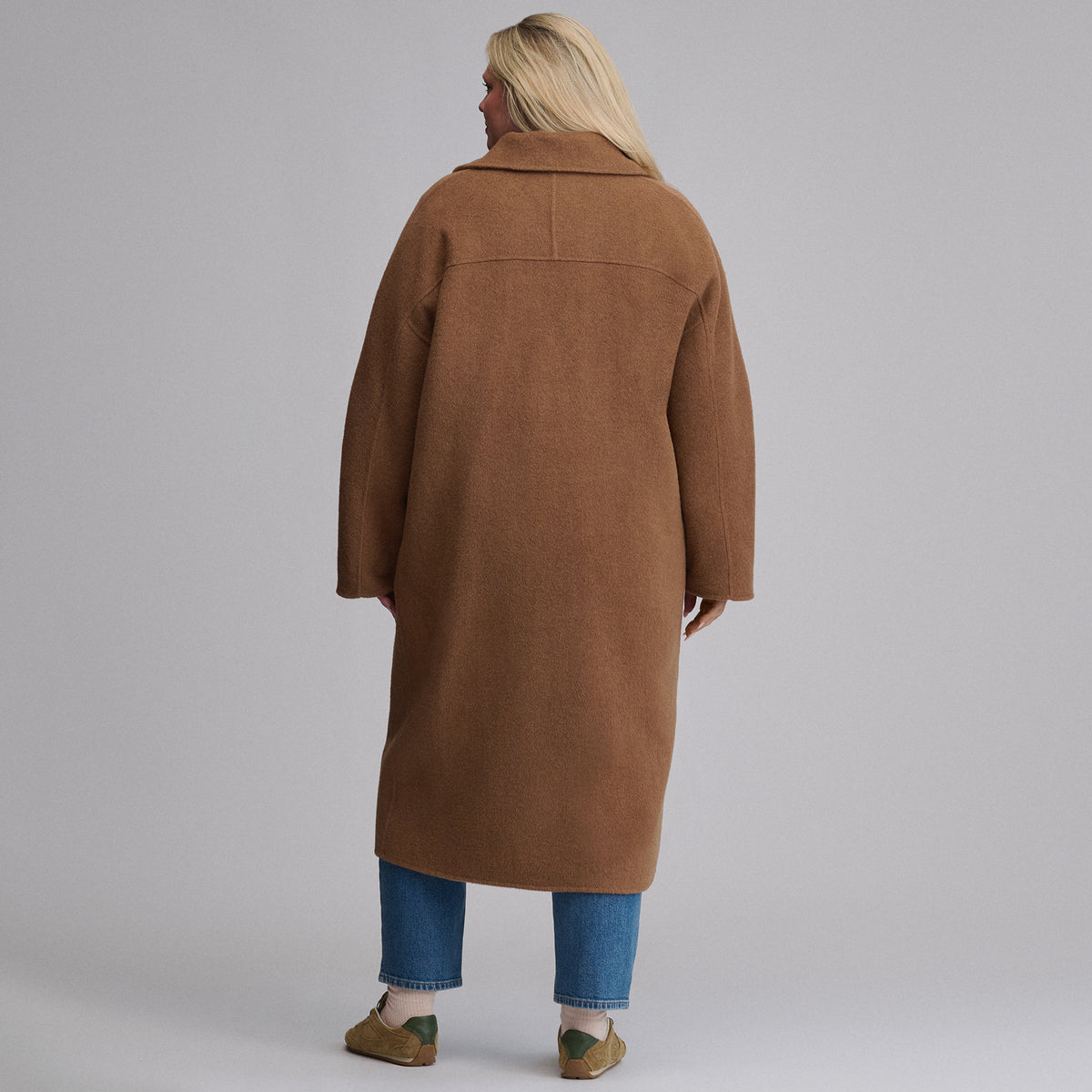Women's Wool Blend Trench Coat-Camel-2