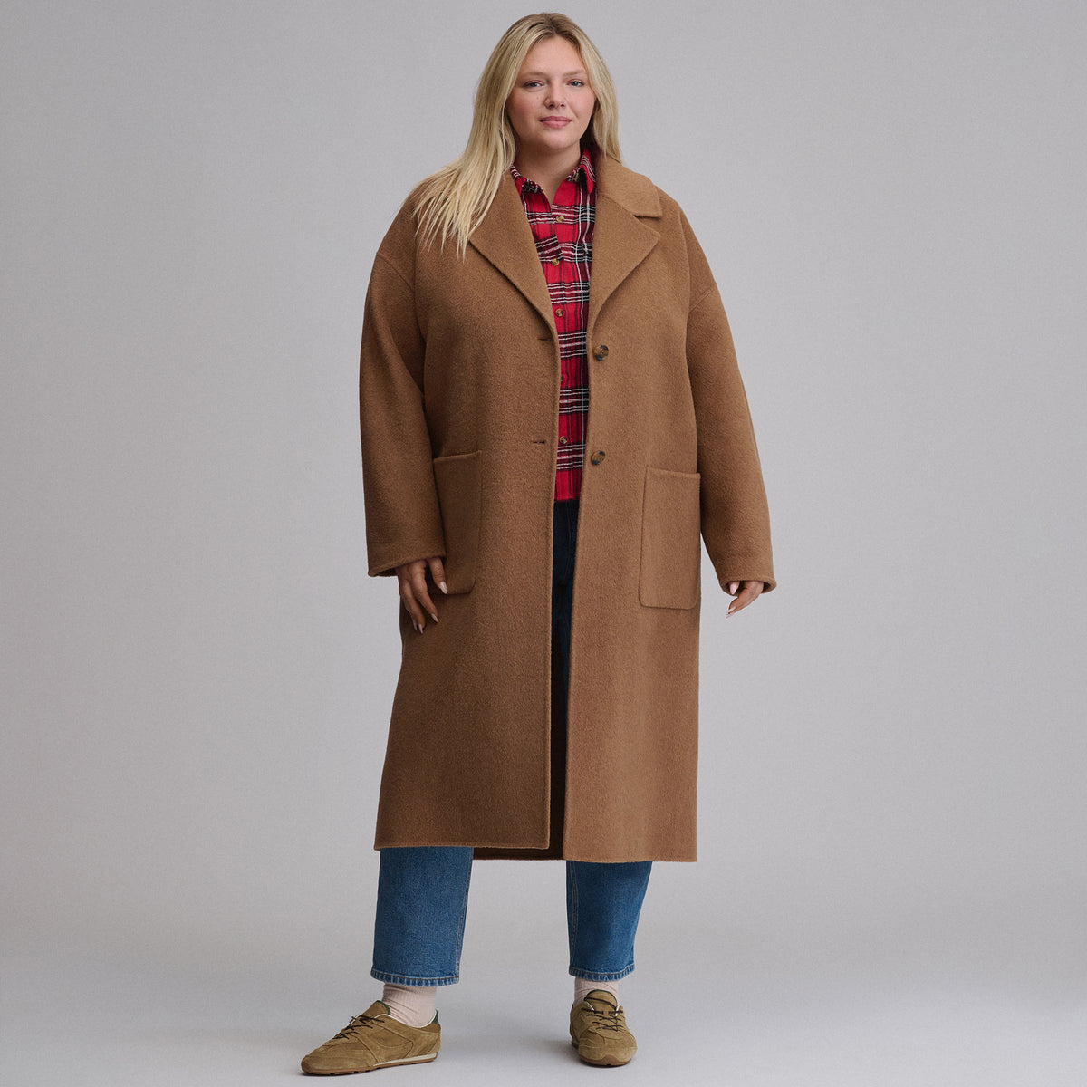 Women's Wool Blend Trench Coat-Camel-4
