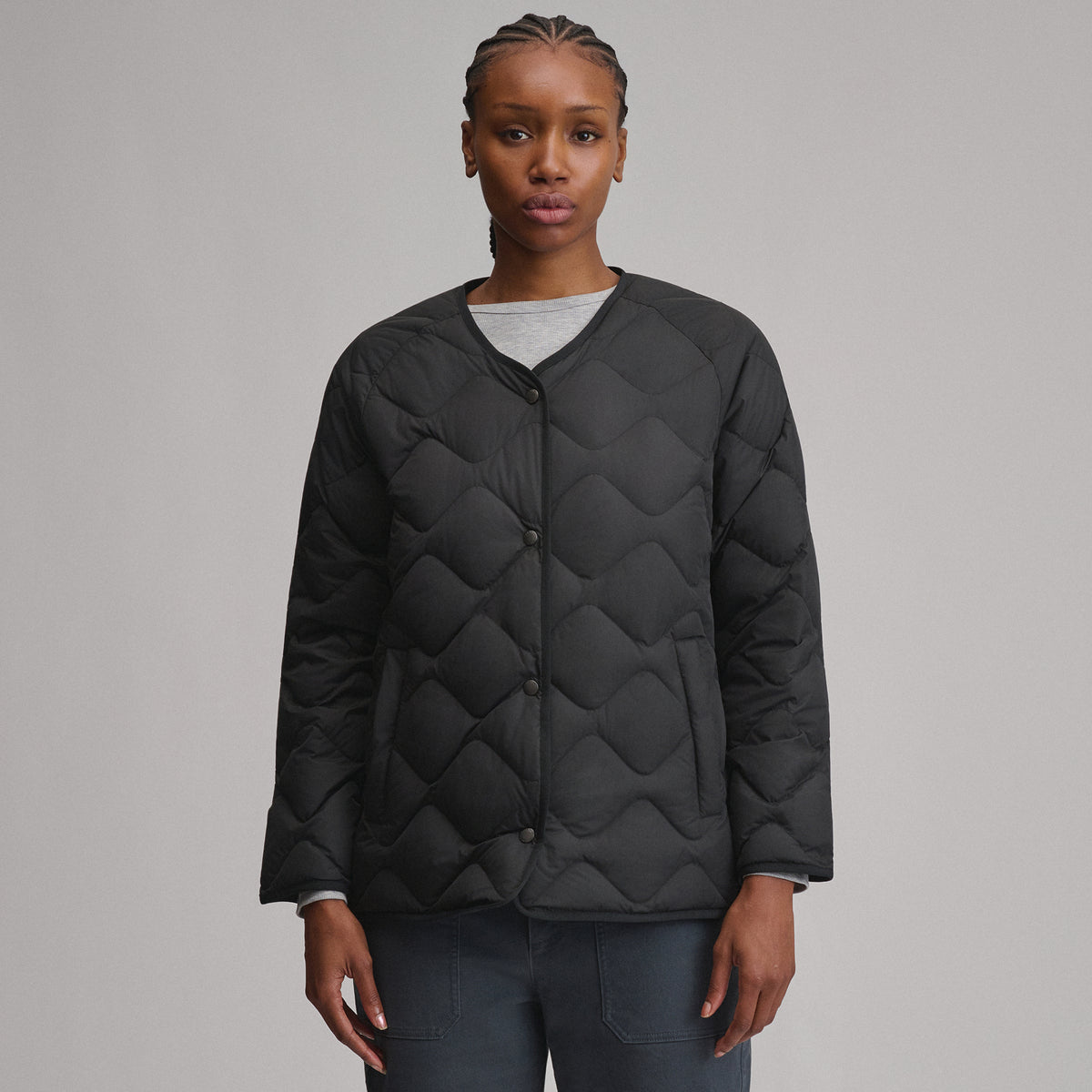 Women's Shaw Collarless Jacket-Black-1