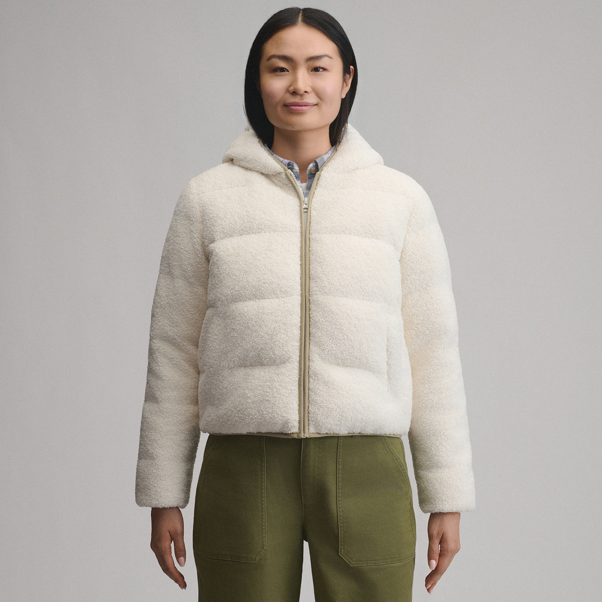 Women's Plush Puff Jacket - Faux Shearling-Shell-6