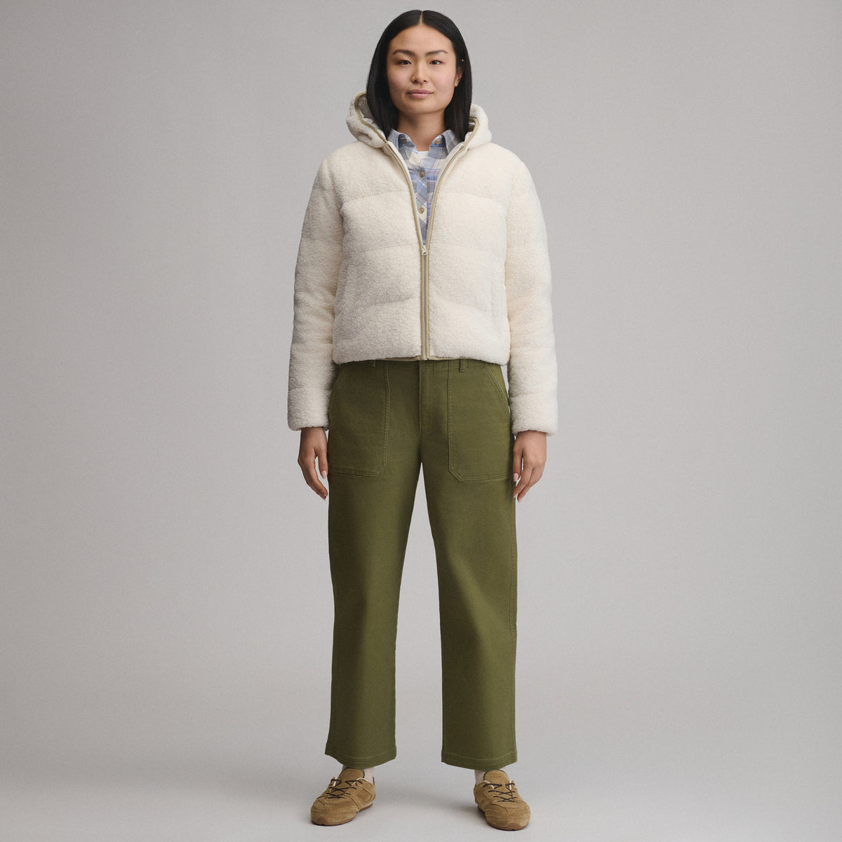 Women's Plush Puff Jacket - Faux Shearling-Shell-10