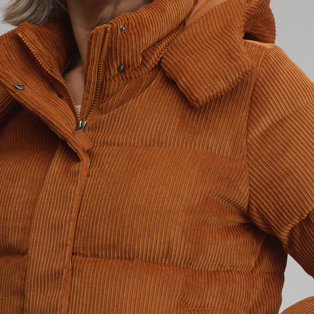 Women's Plush Puff Jacket - Cord-Cedar-8