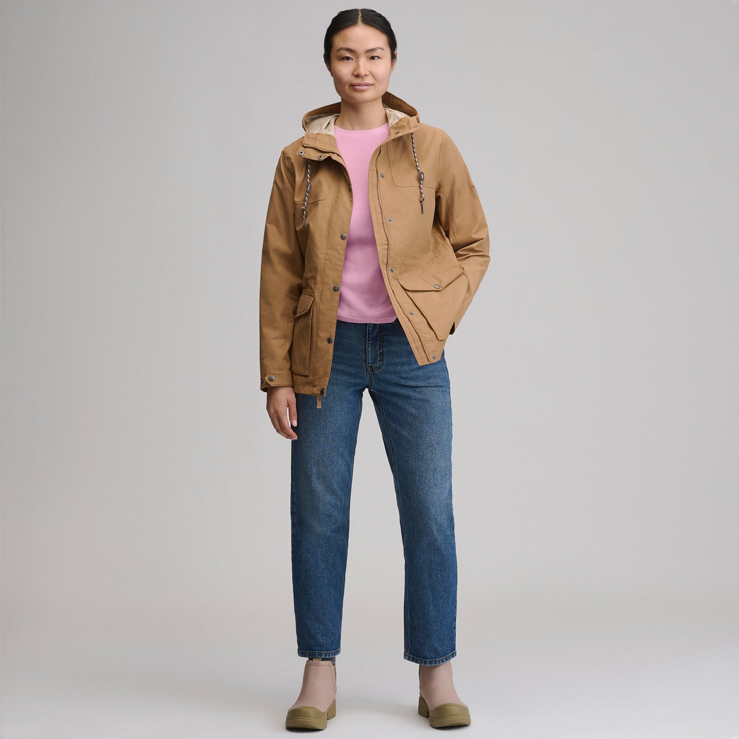 Women's Charly Waterproof Hooded Rain Jacket-Camel-4