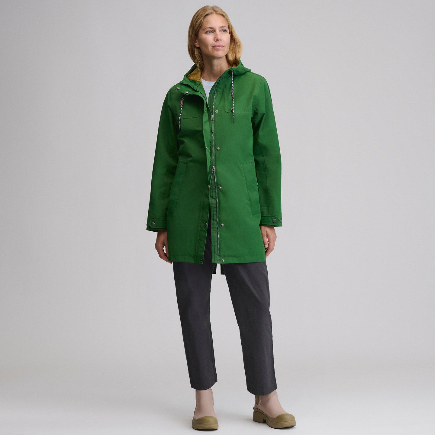 Women's Charly Waterproof Hooded Rain Parka-Asparagus-5