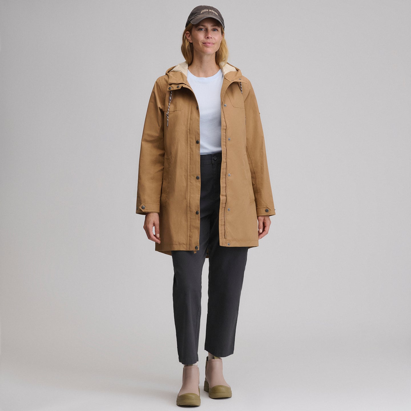 Women's Charly Waterproof Hooded Rain Parka-Camel-10