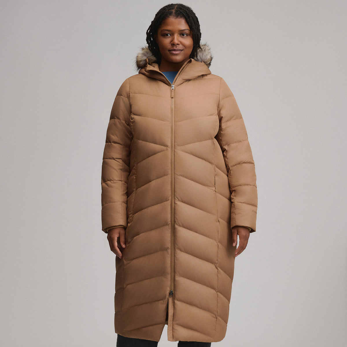 Women's Classic Down Duffle Jacket-Camel-11