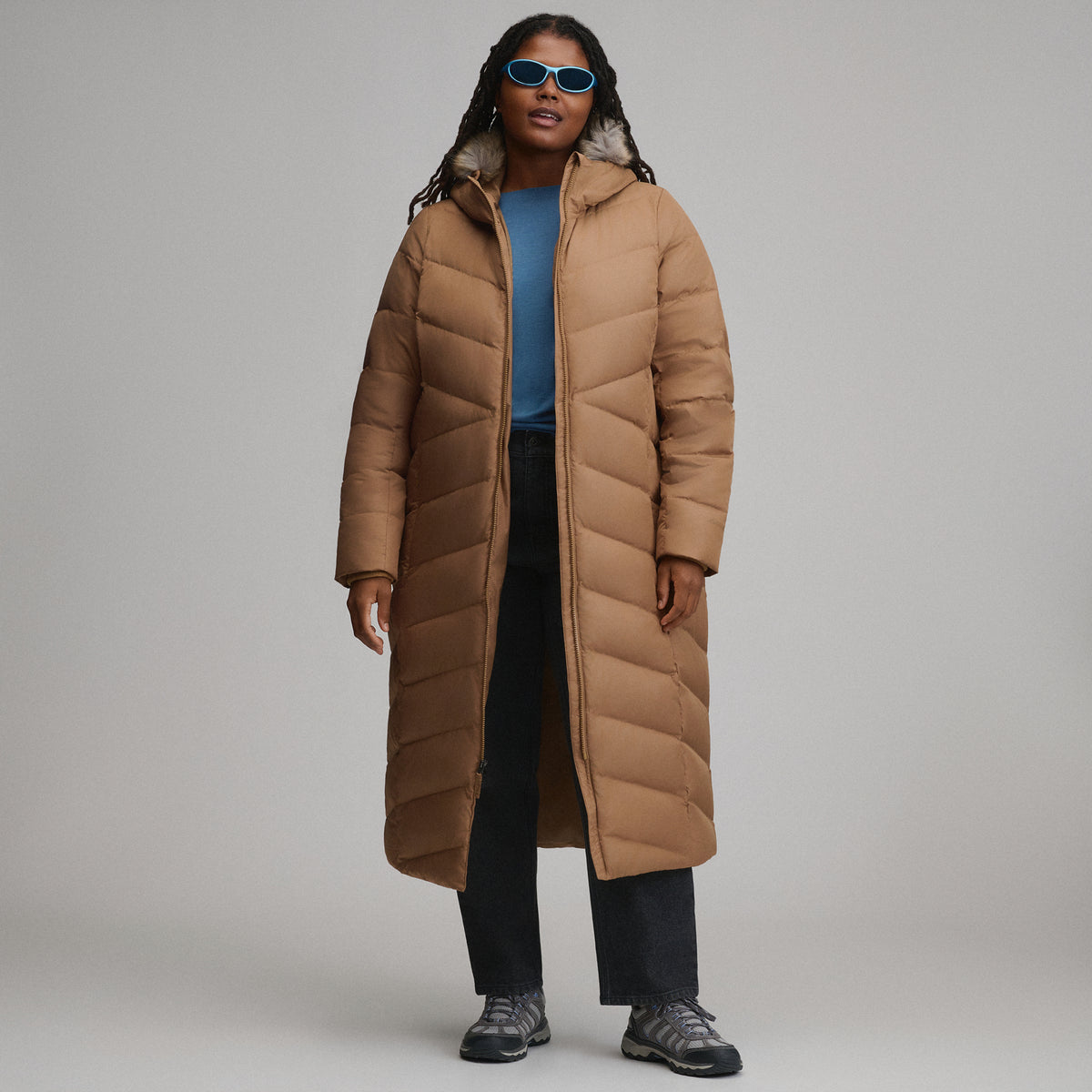 Women's Classic Down Duffle Jacket-Camel-15