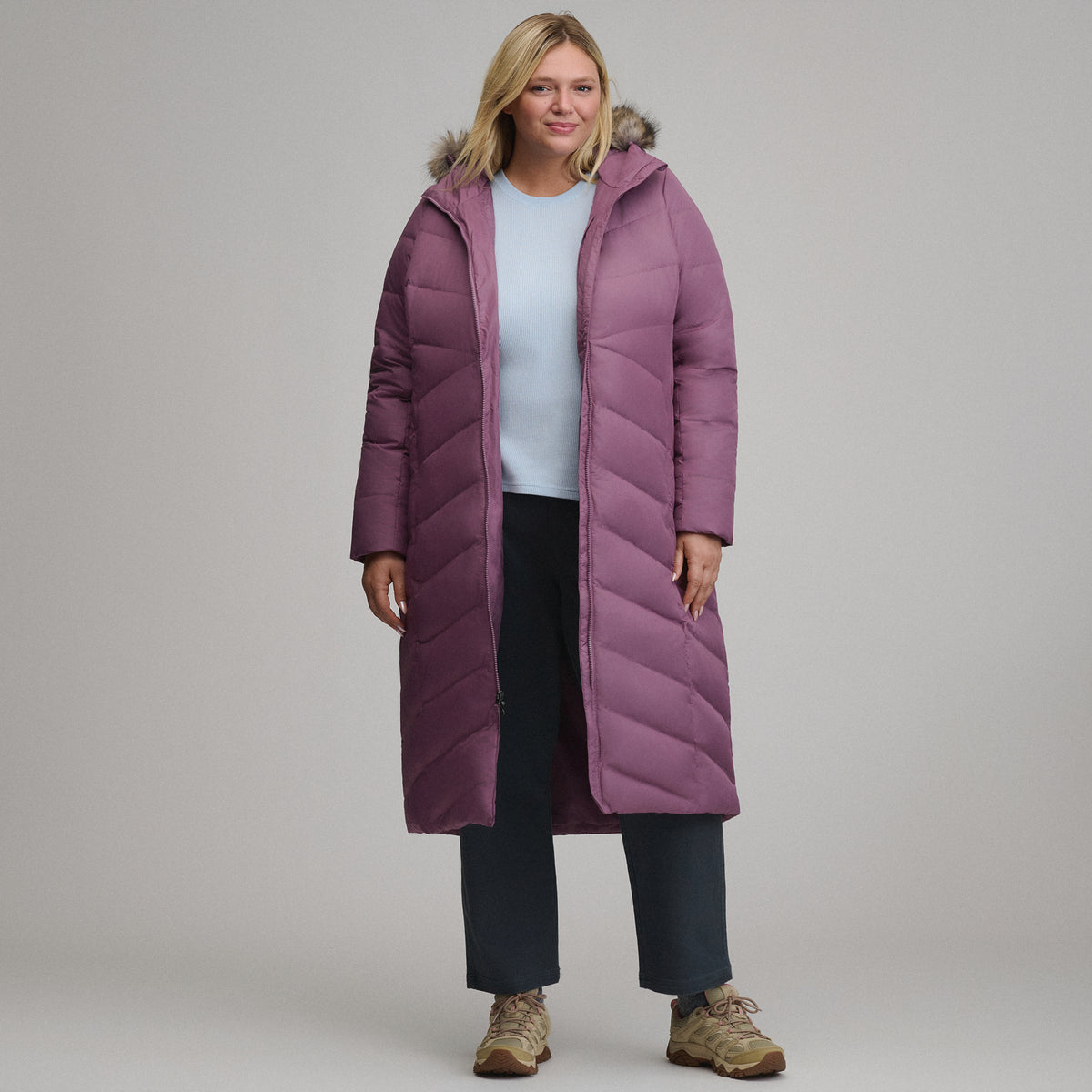 Women's Classic Down Duffle Jacket-Deep Wisteria-20