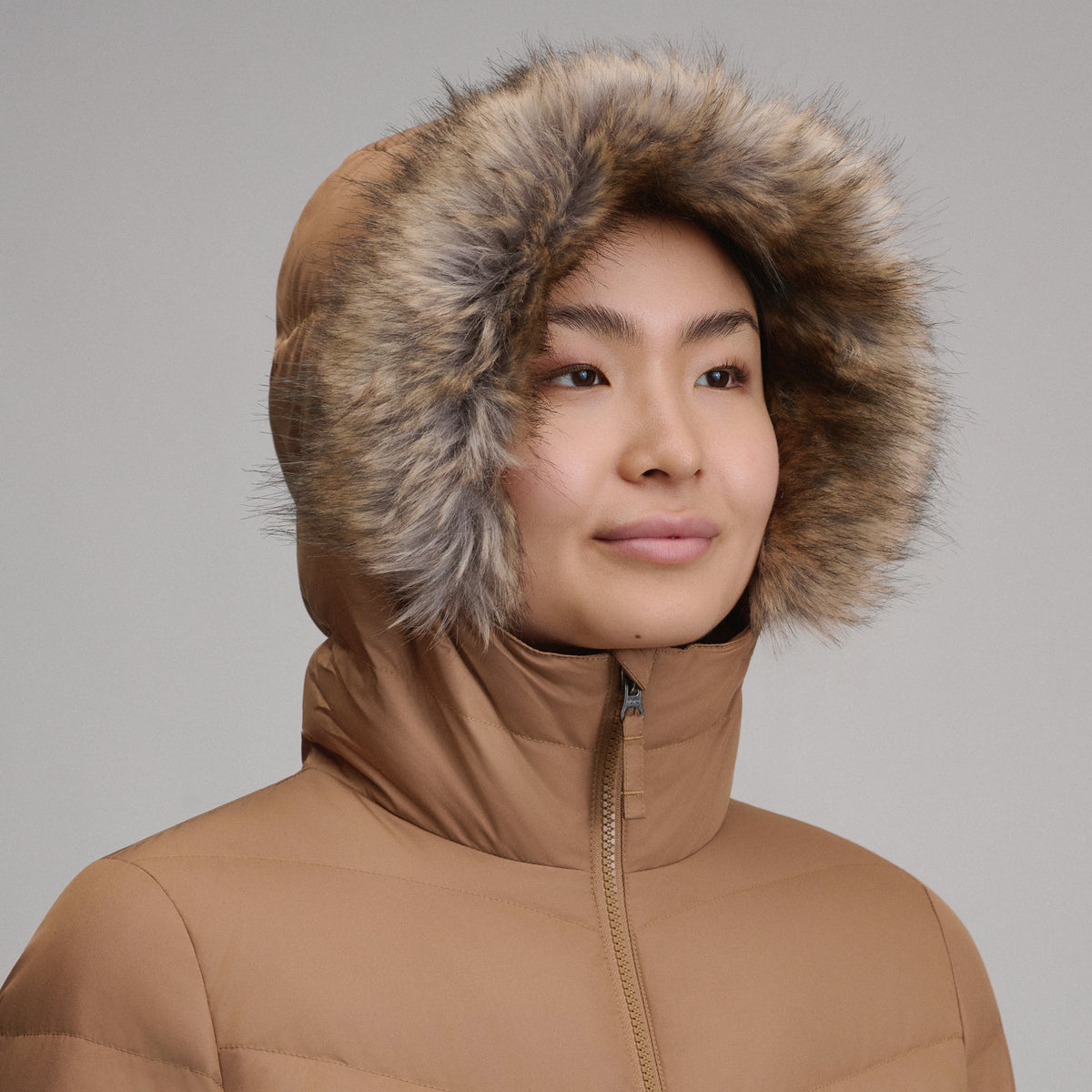 Women's Classic Down Duffle Jacket-Camel-14