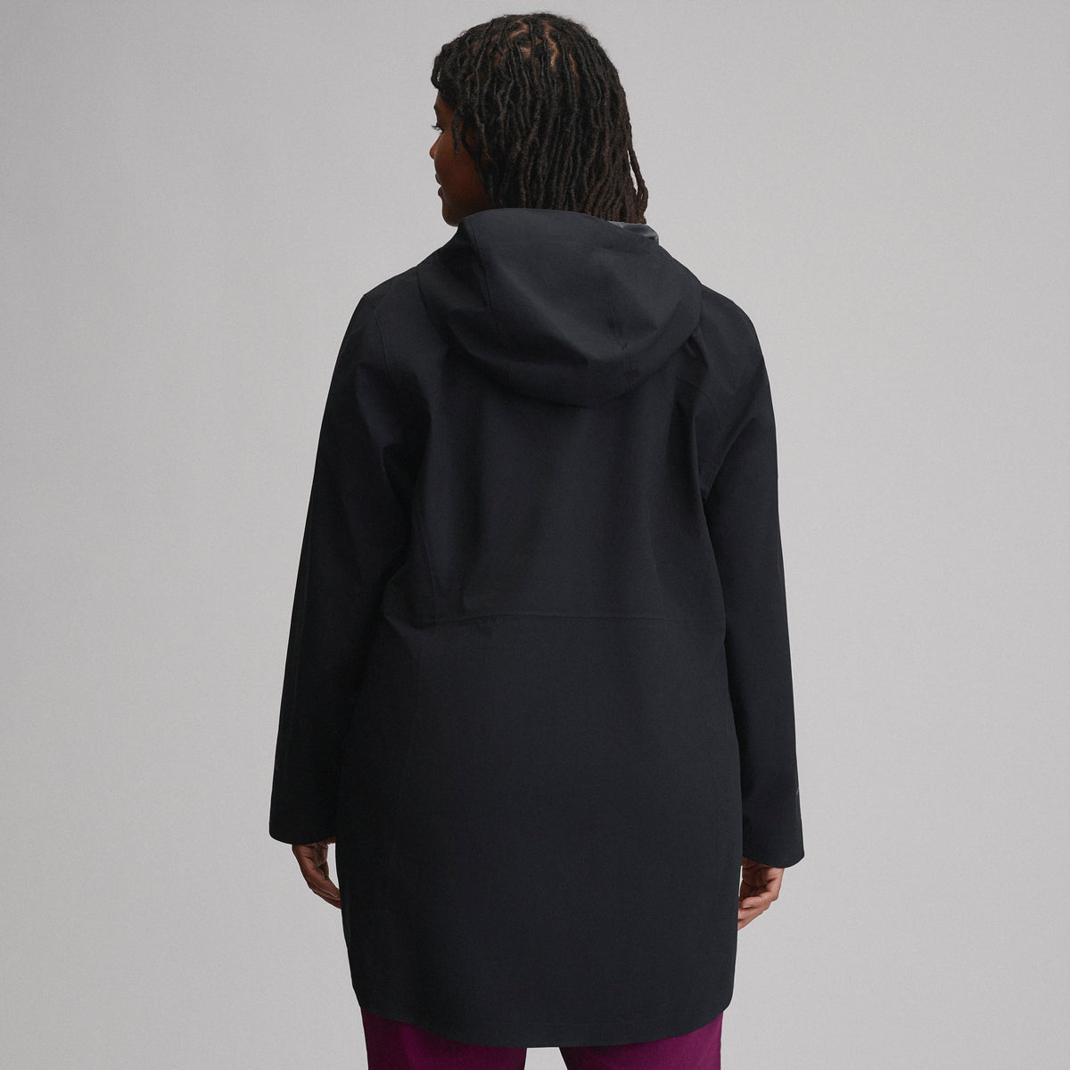 Women's Cloud Cap Waterproof Stretch Hooded Rain Parka-Black-3