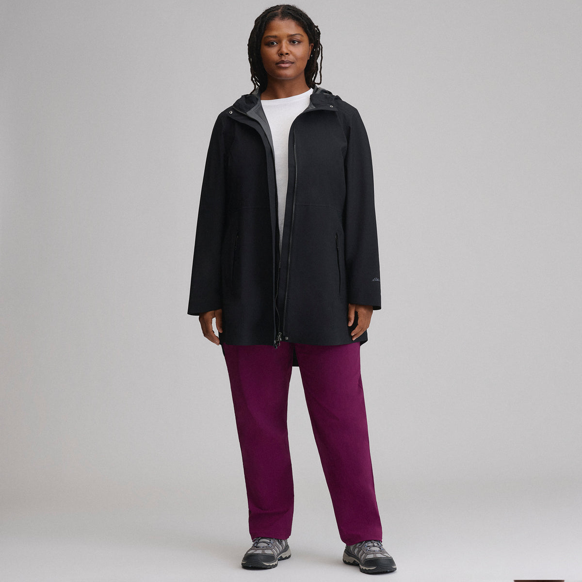 Women's Cloud Cap Waterproof Stretch Hooded Rain Parka-Black-10