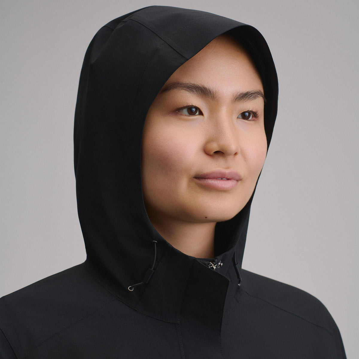 Women's Cloud Cap Waterproof Stretch Hooded Rain Parka-Black-8