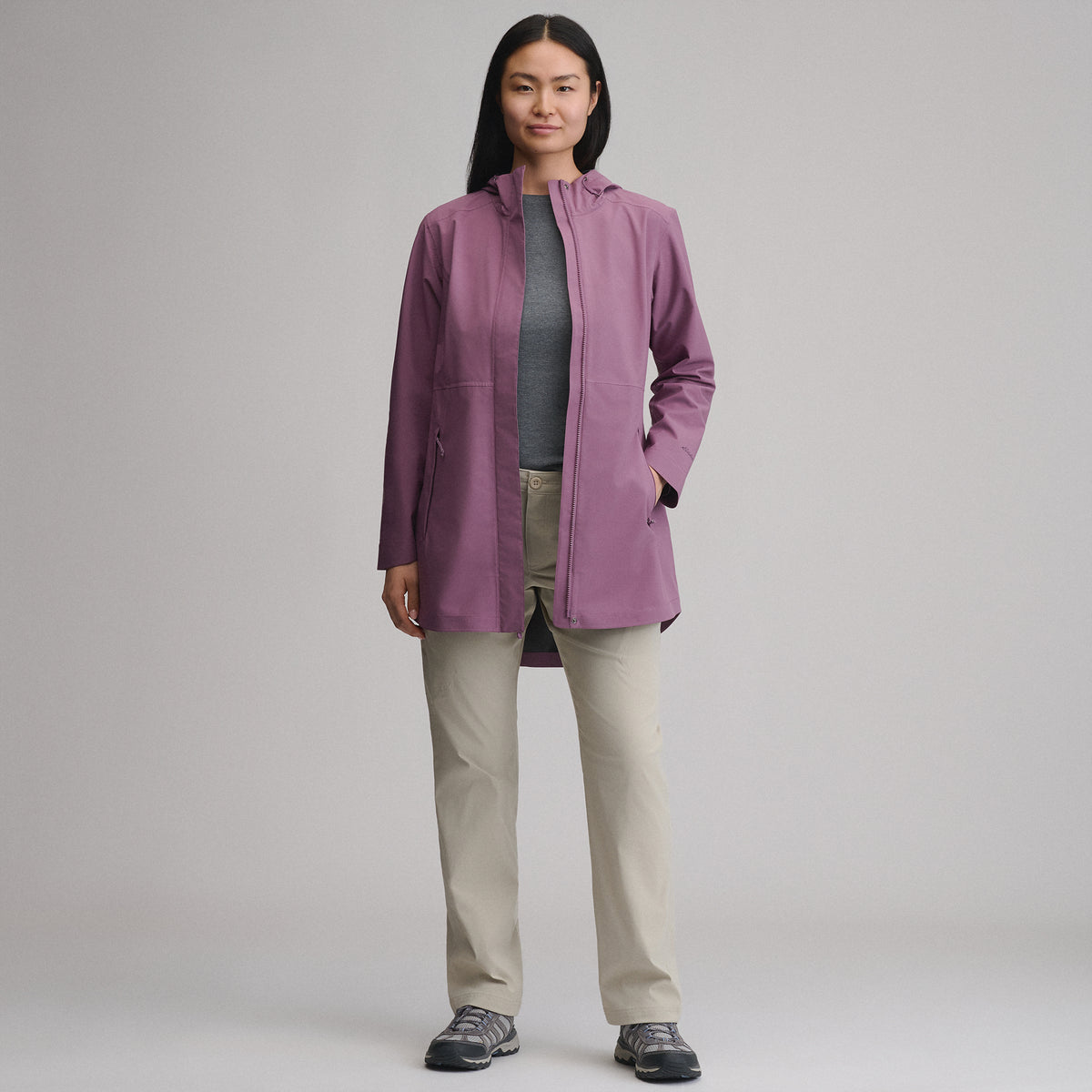 Women's Cloud Cap Waterproof Stretch Hooded Rain Parka-Deep Wisteria-32