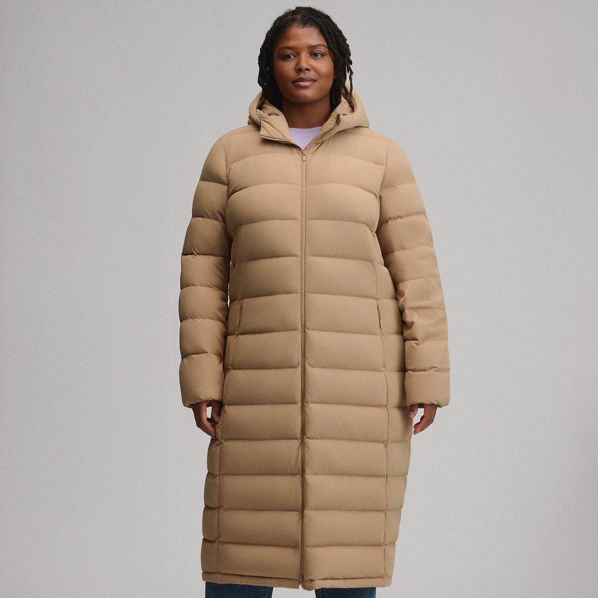 EB Stretch Down Duffle-Camel-1