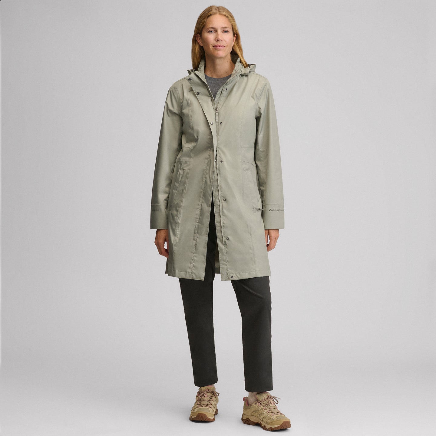 Women's Girl on the Go® Waterproof Trench Coat-Sage-15