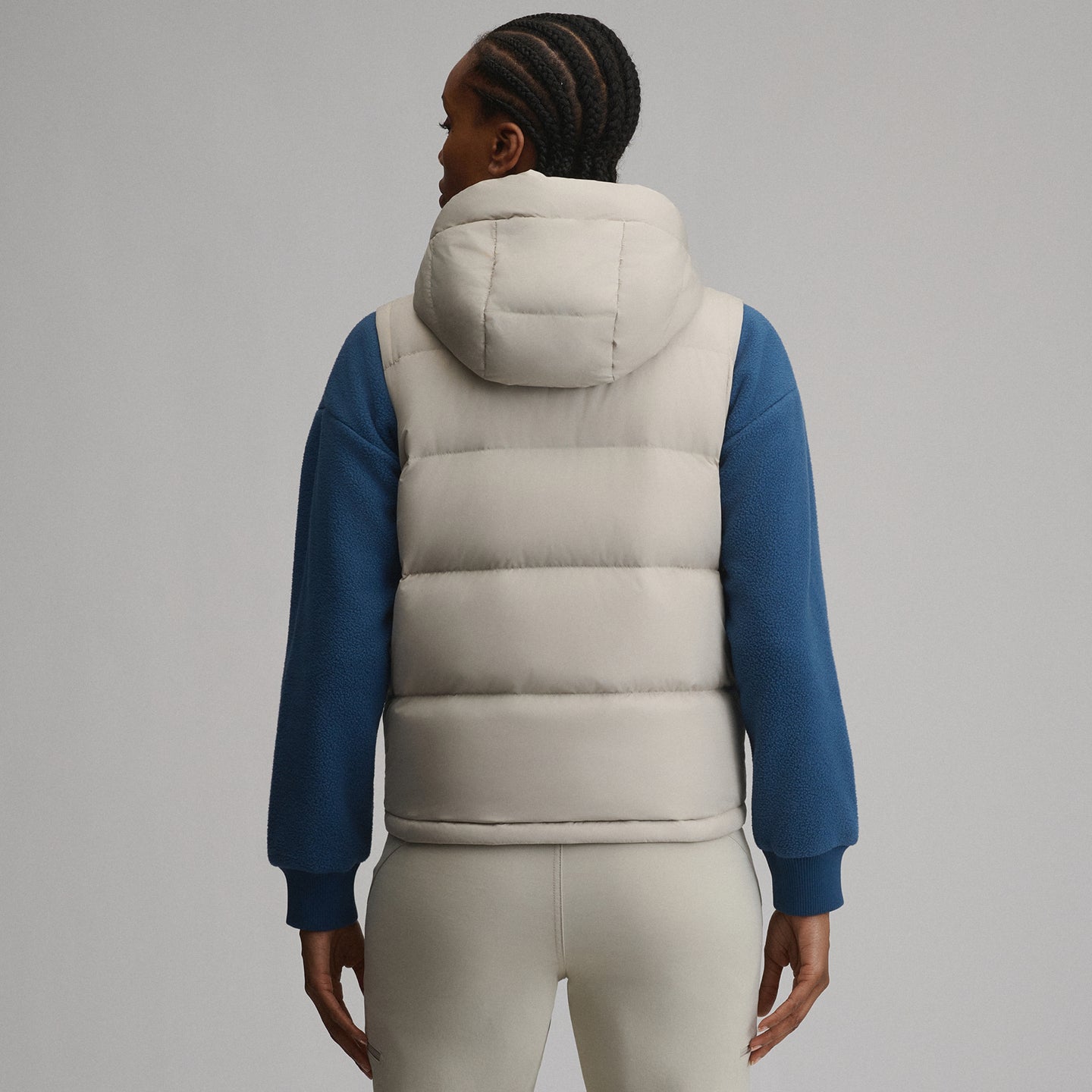 Women's Ketchum Short Down Hooded Vest-Pumice-2