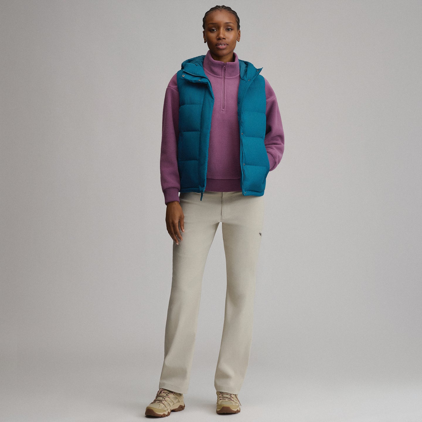 Women's Ketchum Short Down Hooded Vest-Meridian Blue-10