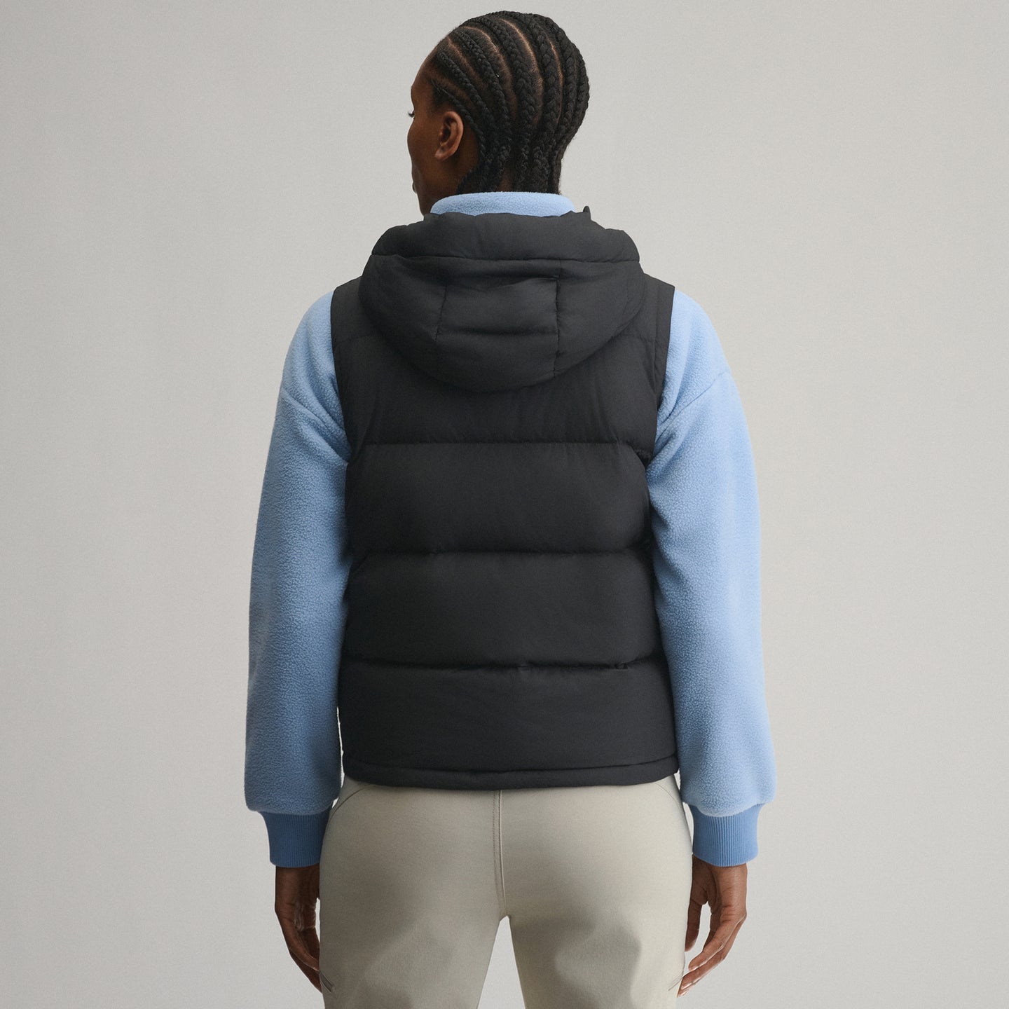 Women's Ketchum Short Down Hooded Vest-Black-12