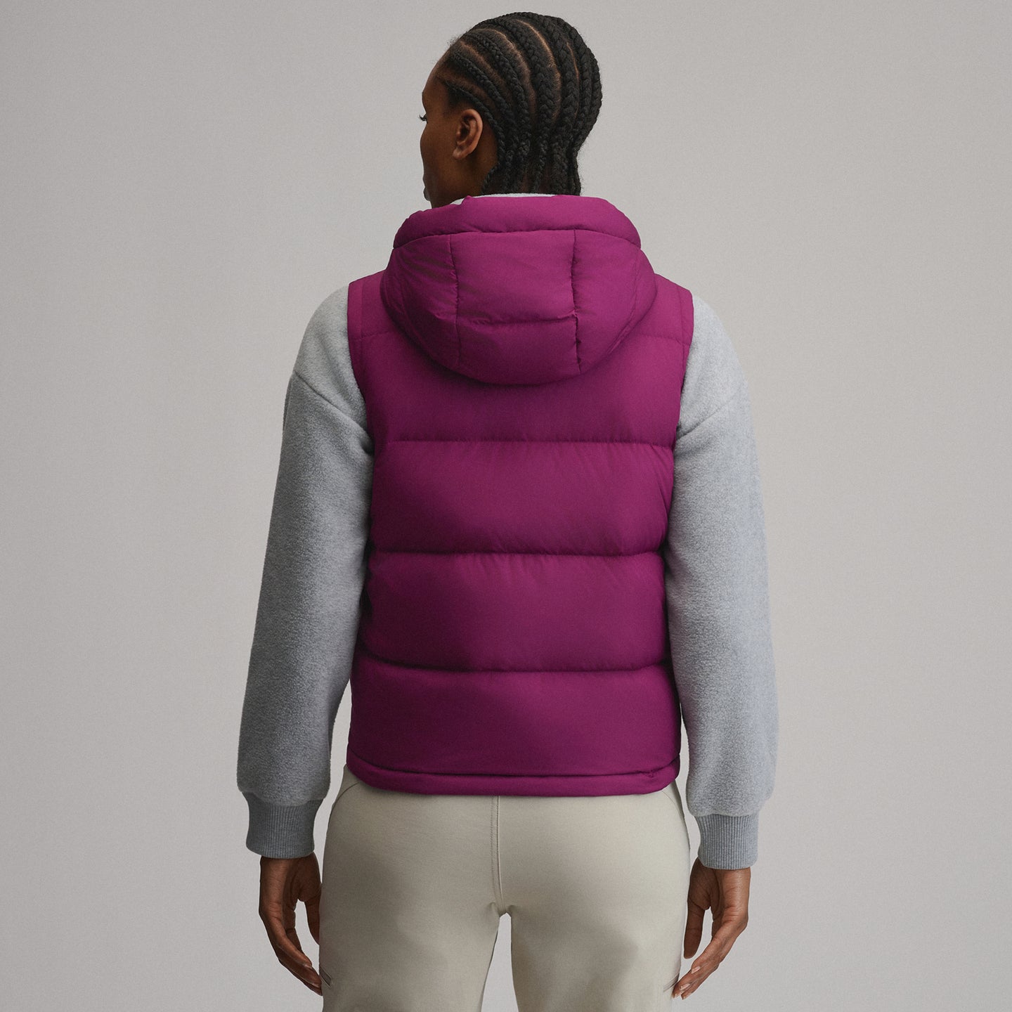 Women's Ketchum Short Down Hooded Vest-Beet-17