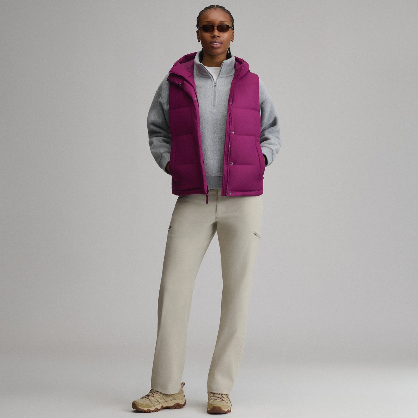 Women's Ketchum Short Down Hooded Vest-Beet-20