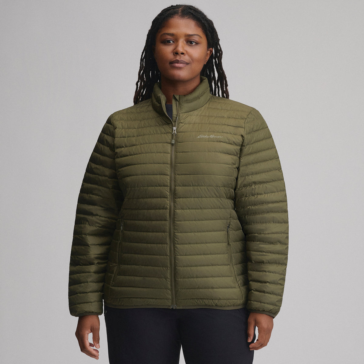 Women's Microlight Down Jacket-Dark Fatigue-11